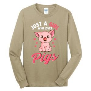 Just A Girl Who Loves Pigs Hog Lover Cute Farmer Women Gift Tall Long Sleeve T-Shirt