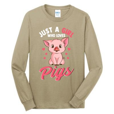 Just A Girl Who Loves Pigs Hog Lover Cute Farmer Women Gift Tall Long Sleeve T-Shirt