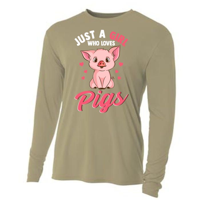 Just A Girl Who Loves Pigs Hog Lover Cute Farmer Women Gift Cooling Performance Long Sleeve Crew