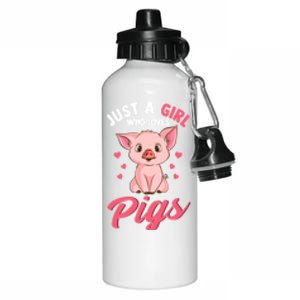 Just A Girl Who Loves Pigs Hog Lover Cute Farmer Women Gift Aluminum Water Bottle