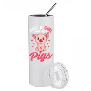 Just A Girl Who Loves Pigs Hog Lover Cute Farmer Women Gift Stainless Steel Tumbler