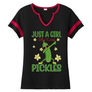 Just A Girl Who Loves Pickles Gift Pickle Cucumber Dabbing Ladies Halftime Notch Neck Tee