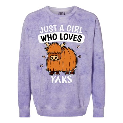 Just A Girl Who Loves Yaks Cute Bull Yak Costume Colorblast Crewneck Sweatshirt