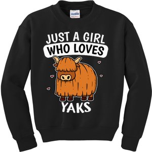 Just A Girl Who Loves Yaks Cute Bull Yak Costume Kids Sweatshirt