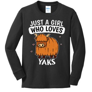 Just A Girl Who Loves Yaks Cute Bull Yak Costume Kids Long Sleeve Shirt