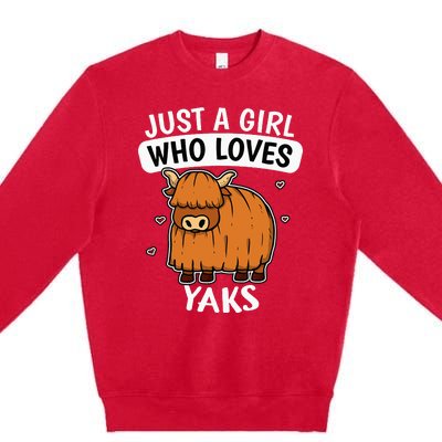 Just A Girl Who Loves Yaks Cute Bull Yak Costume Premium Crewneck Sweatshirt