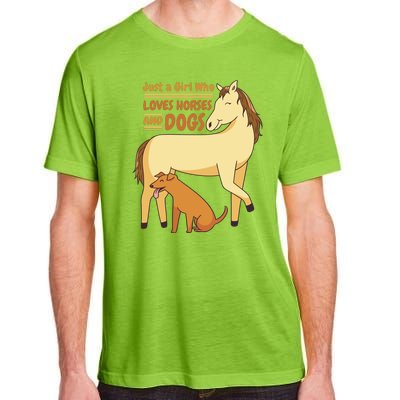 Just A Girl Who Loves Horses And Dogs Adult ChromaSoft Performance T-Shirt