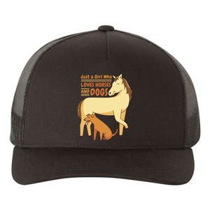 Just A Girl Who Loves Horses And Dogs Yupoong Adult 5-Panel Trucker Hat