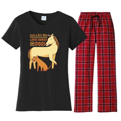 Just A Girl Who Loves Horses And Dogs Women's Flannel Pajama Set