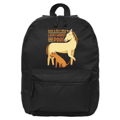 Just A Girl Who Loves Horses And Dogs 16 in Basic Backpack