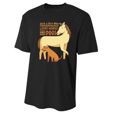 Just A Girl Who Loves Horses And Dogs Performance Sprint T-Shirt