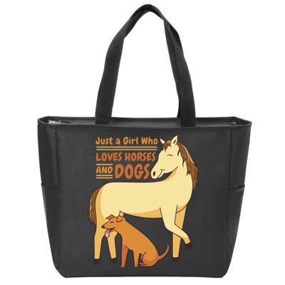 Just A Girl Who Loves Horses And Dogs Zip Tote Bag