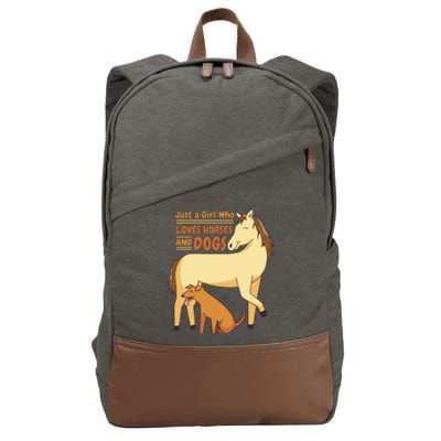 Just A Girl Who Loves Horses And Dogs Cotton Canvas Backpack