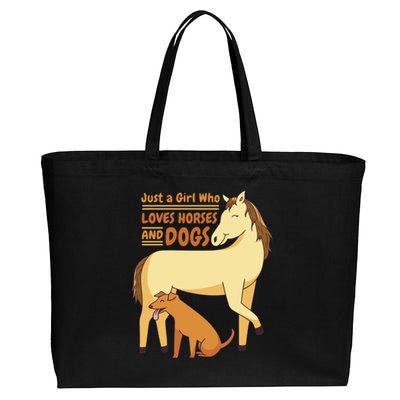 Just A Girl Who Loves Horses And Dogs Cotton Canvas Jumbo Tote