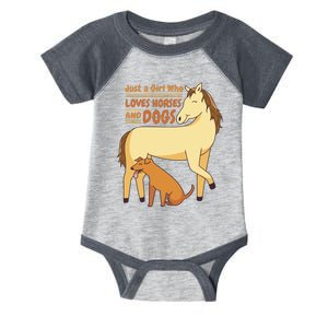 Just A Girl Who Loves Horses And Dogs Infant Baby Jersey Bodysuit