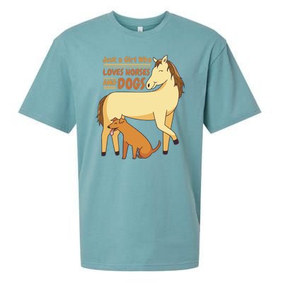 Just A Girl Who Loves Horses And Dogs Sueded Cloud Jersey T-Shirt