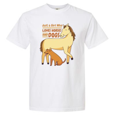 Just A Girl Who Loves Horses And Dogs Garment-Dyed Heavyweight T-Shirt