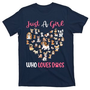 Just A Girl Who Loves Dogs Fun Dog Puppy Lover T-Shirt