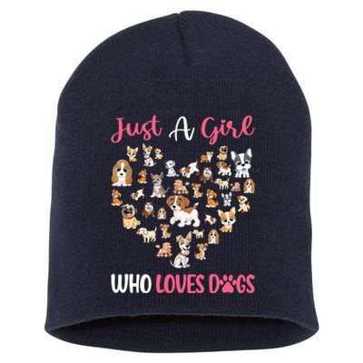 Just A Girl Who Loves Dogs Fun Dog Puppy Lover Short Acrylic Beanie