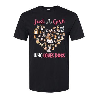 Just A Girl Who Loves Dogs Fun Dog Puppy Lover Softstyle® CVC T-Shirt