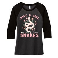 Just A Girl Who Loves Snakes Women's Tri-Blend 3/4-Sleeve Raglan Shirt