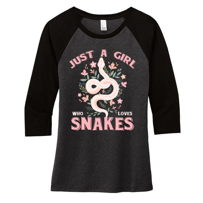 Just A Girl Who Loves Snakes Women's Tri-Blend 3/4-Sleeve Raglan Shirt