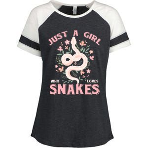 Just A Girl Who Loves Snakes Enza Ladies Jersey Colorblock Tee