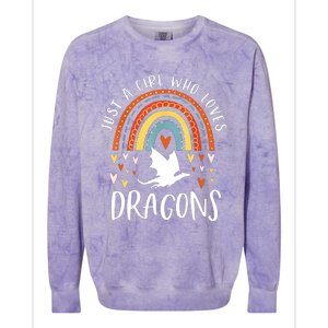 Just A Girl Who Loves Dragons Rainbow Gifts For Dragon Lover Colorblast Crewneck Sweatshirt