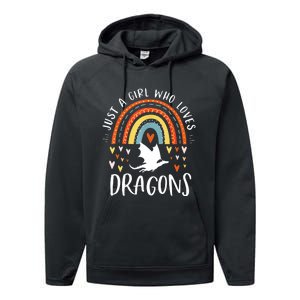 Just A Girl Who Loves Dragons Rainbow Gifts For Dragon Lover Performance Fleece Hoodie