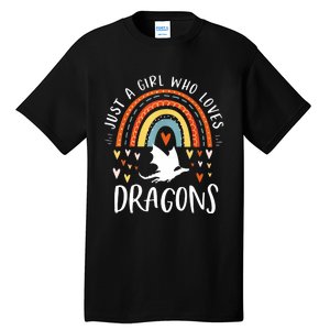 Just A Girl Who Loves Dragons Rainbow Gifts For Dragon Lover Tall T-Shirt