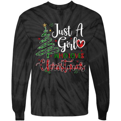 Just A Girl Who Loves Christmas Festive Tie-Dye Long Sleeve Shirt