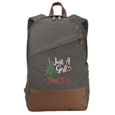 Just A Girl Who Loves Christmas Festive Cotton Canvas Backpack