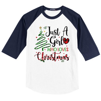 Just A Girl Who Loves Christmas Festive Baseball Sleeve Shirt