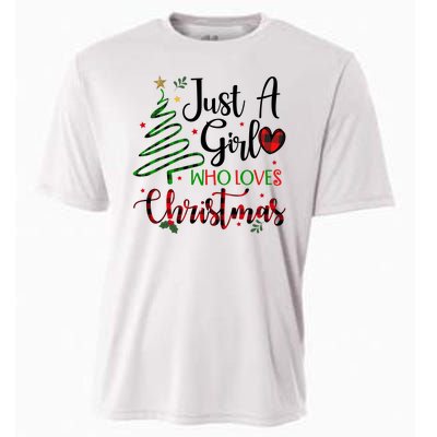 Just A Girl Who Loves Christmas Festive Cooling Performance Crew T-Shirt