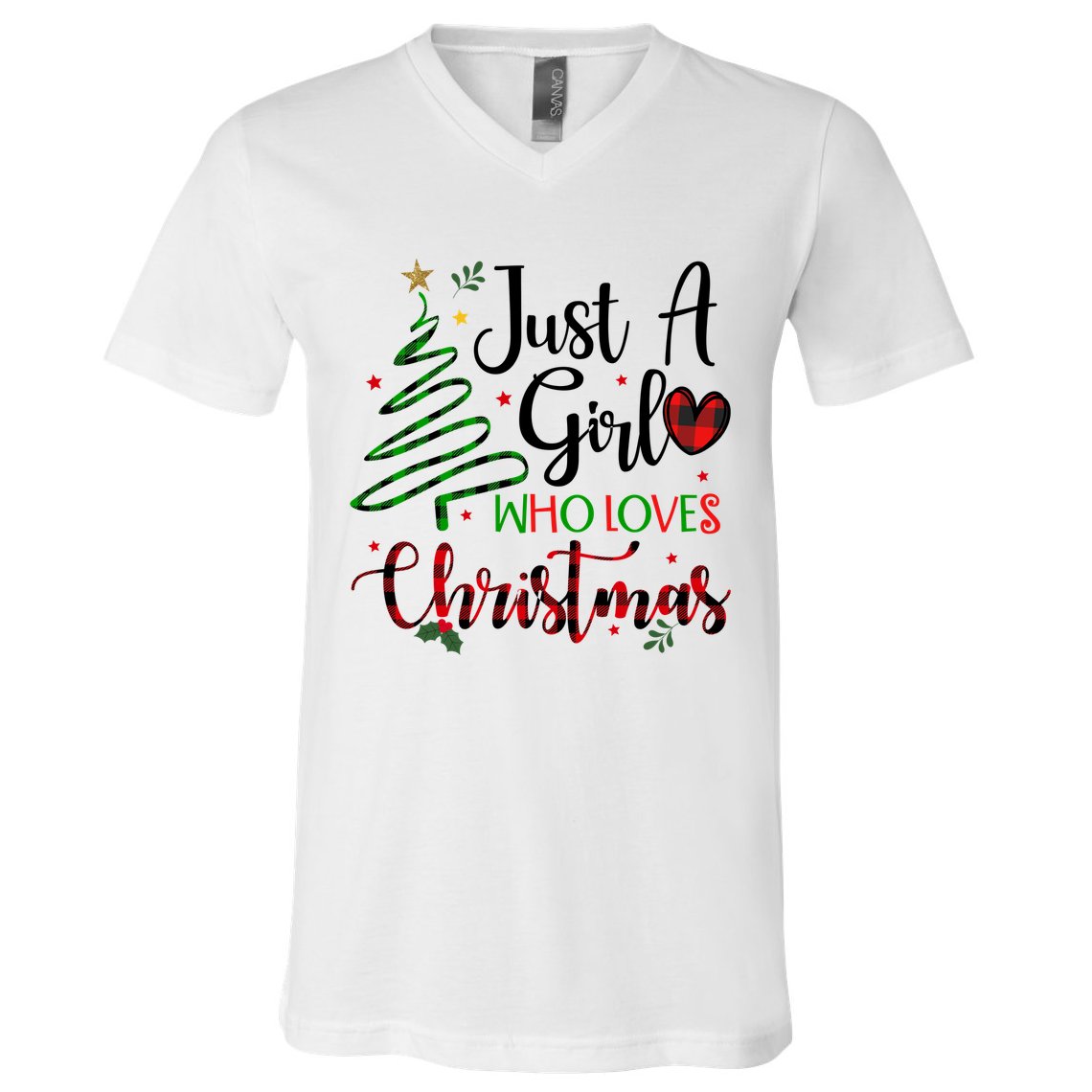 Just A Girl Who Loves Christmas Festive V-Neck T-Shirt