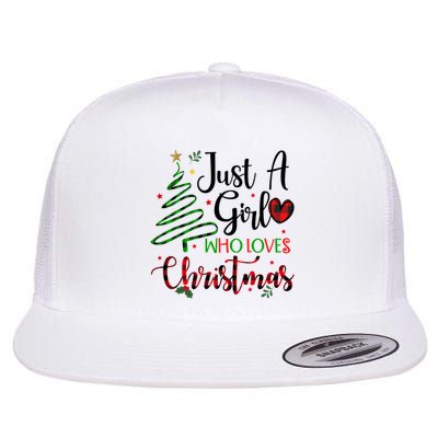 Just A Girl Who Loves Christmas Festive Flat Bill Trucker Hat