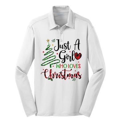 Just A Girl Who Loves Christmas Festive Silk Touch Performance Long Sleeve Polo