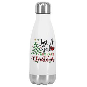 Just A Girl Who Loves Christmas Festive Stainless Steel Insulated Water Bottle