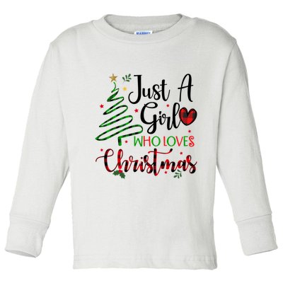 Just A Girl Who Loves Christmas Festive Toddler Long Sleeve Shirt