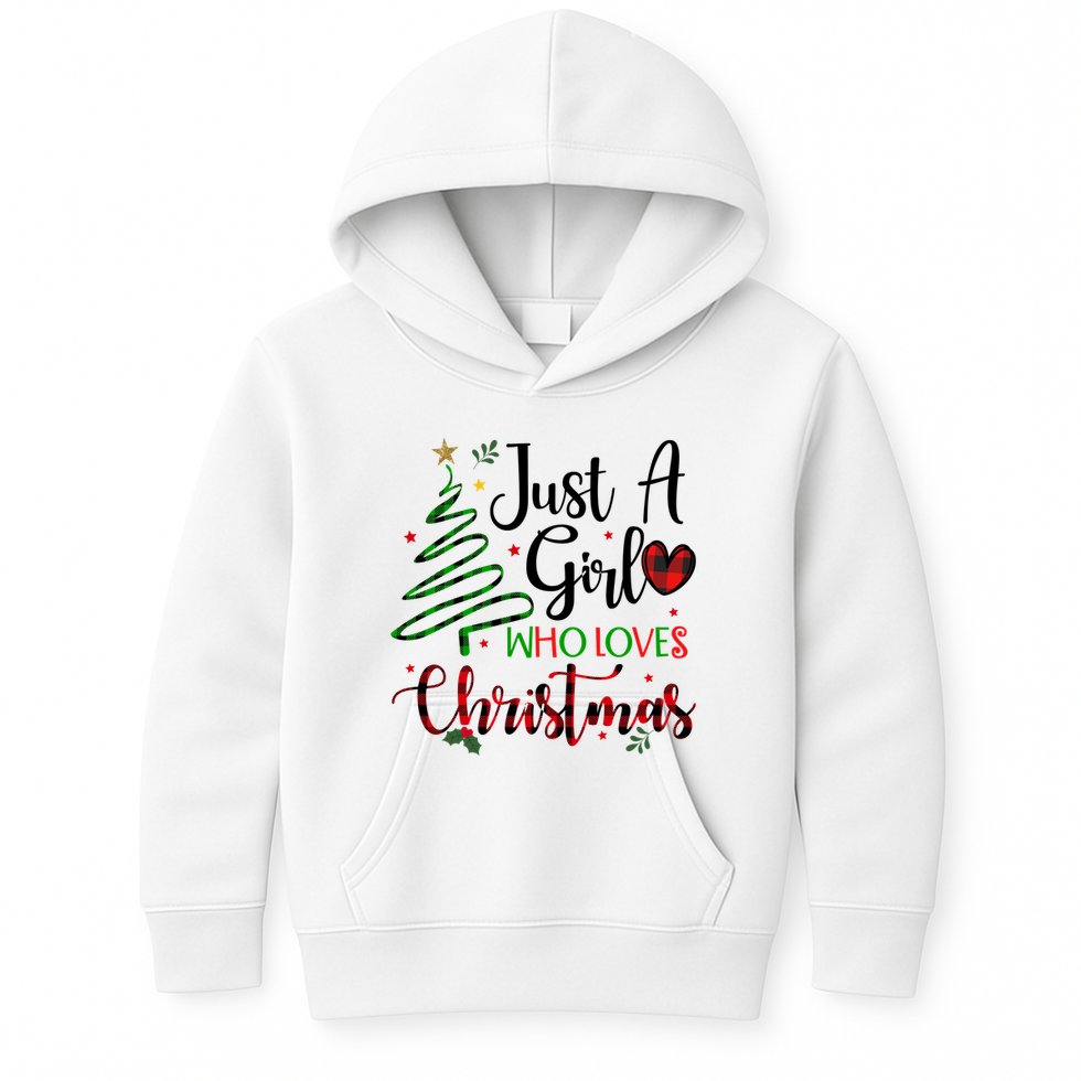 Just A Girl Who Loves Christmas Festive Kids Hoodie