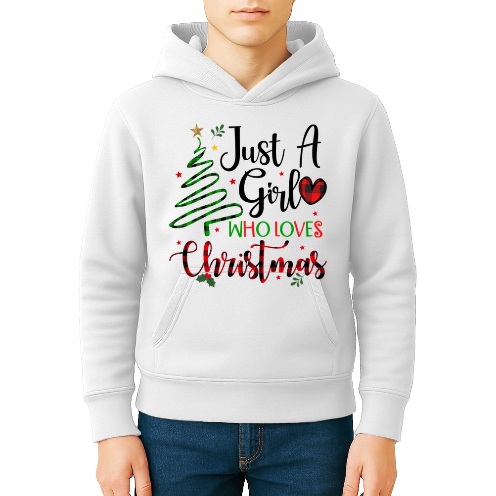 Just A Girl Who Loves Christmas Festive Kids Hoodie