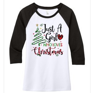 Just A Girl Who Loves Christmas Festive Women's Tri-Blend 3/4-Sleeve Raglan Shirt