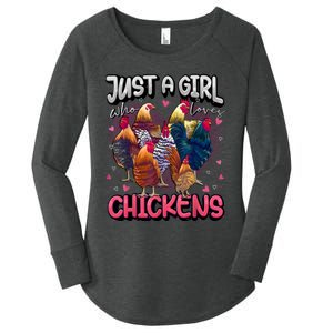 Just A Girl Who Loves Chickens Cute Chicken Lover Farmers Women's Perfect Tri Tunic Long Sleeve Shirt