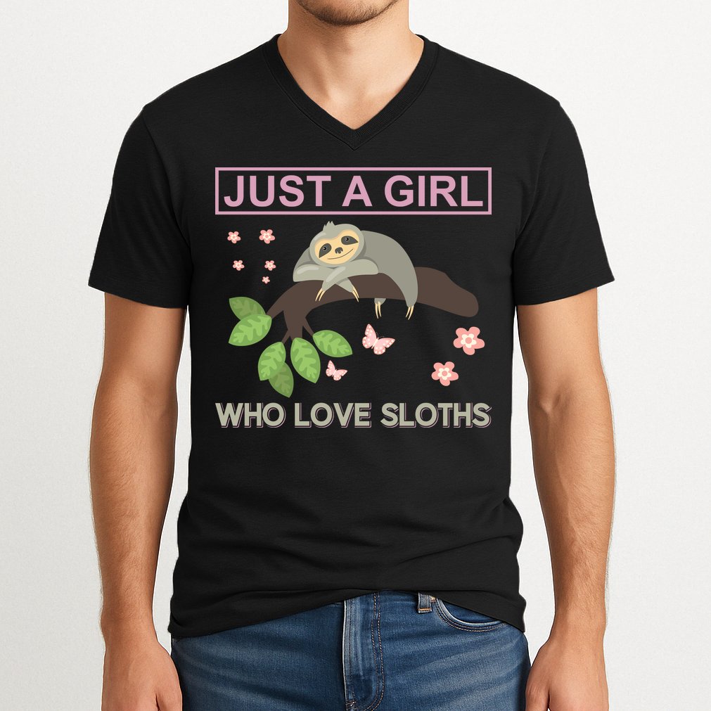 Just A Girl Who Loves Sloths V-Neck T-Shirt