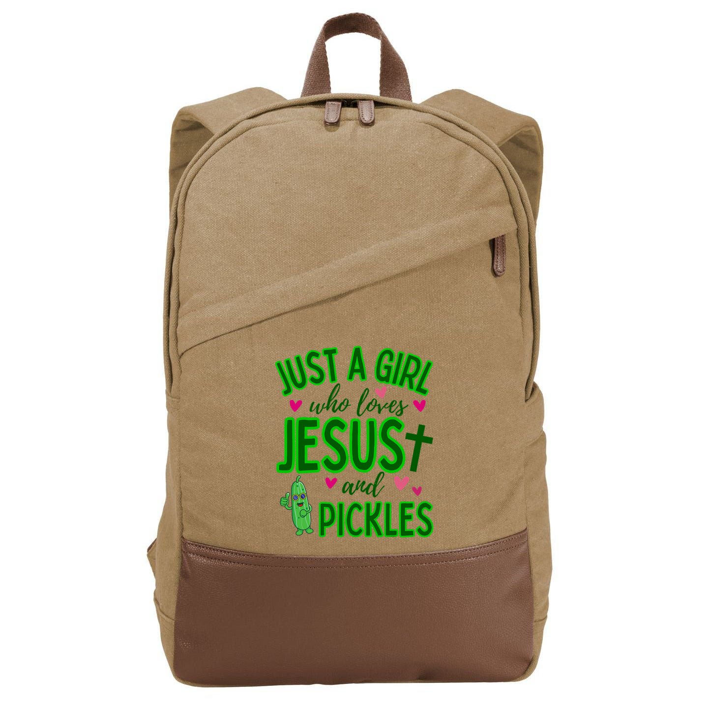 Just A Girl Who Loves Jesus And Pickles Cotton Canvas Backpack