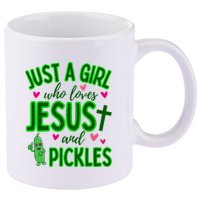Just A Girl Who Loves Jesus And Pickles 11oz C Handle Ceramic Mug