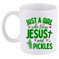 Just A Girl Who Loves Jesus And Pickles 11oz C Handle Ceramic Mug