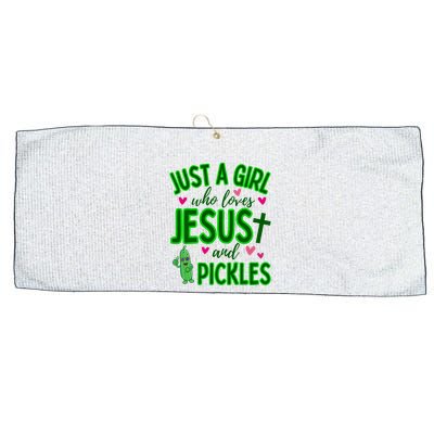 Just A Girl Who Loves Jesus And Pickles Large Microfiber Waffle Golf Towel