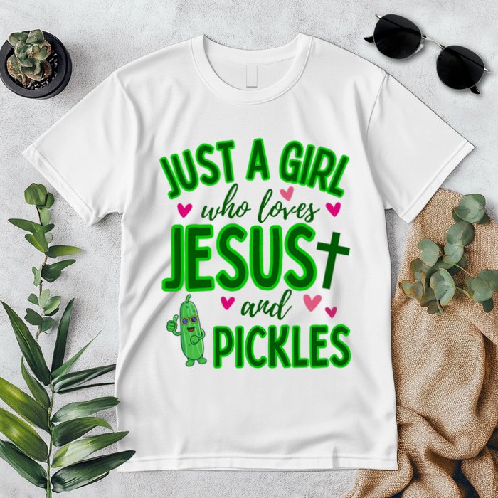 Just A Girl Who Loves Jesus And Pickles Premium T-Shirt
