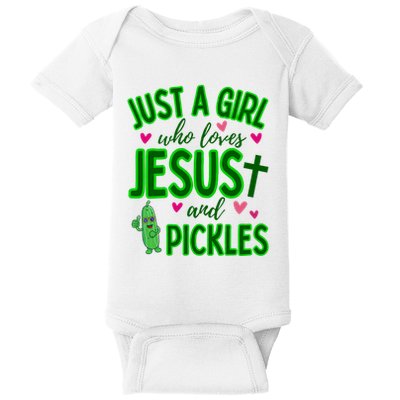 Just A Girl Who Loves Jesus And Pickles Baby Bodysuit